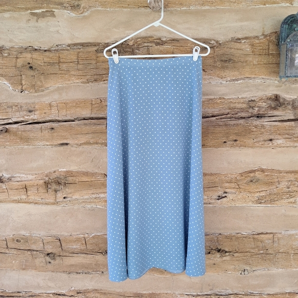 Koret Dresses & Skirts - Koret Light Blue & White Polkadot A Line Polyester Maxi Skirt Size 10